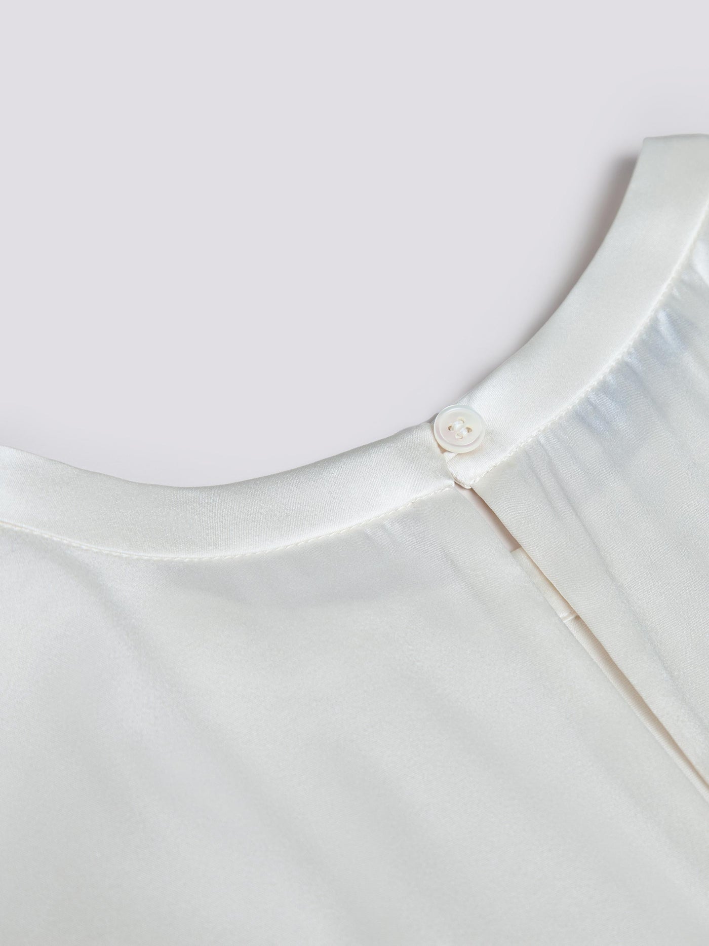 OPEN NECK CAP SLEEVE SILK BLOUSE W/ CHAIN DETAIL