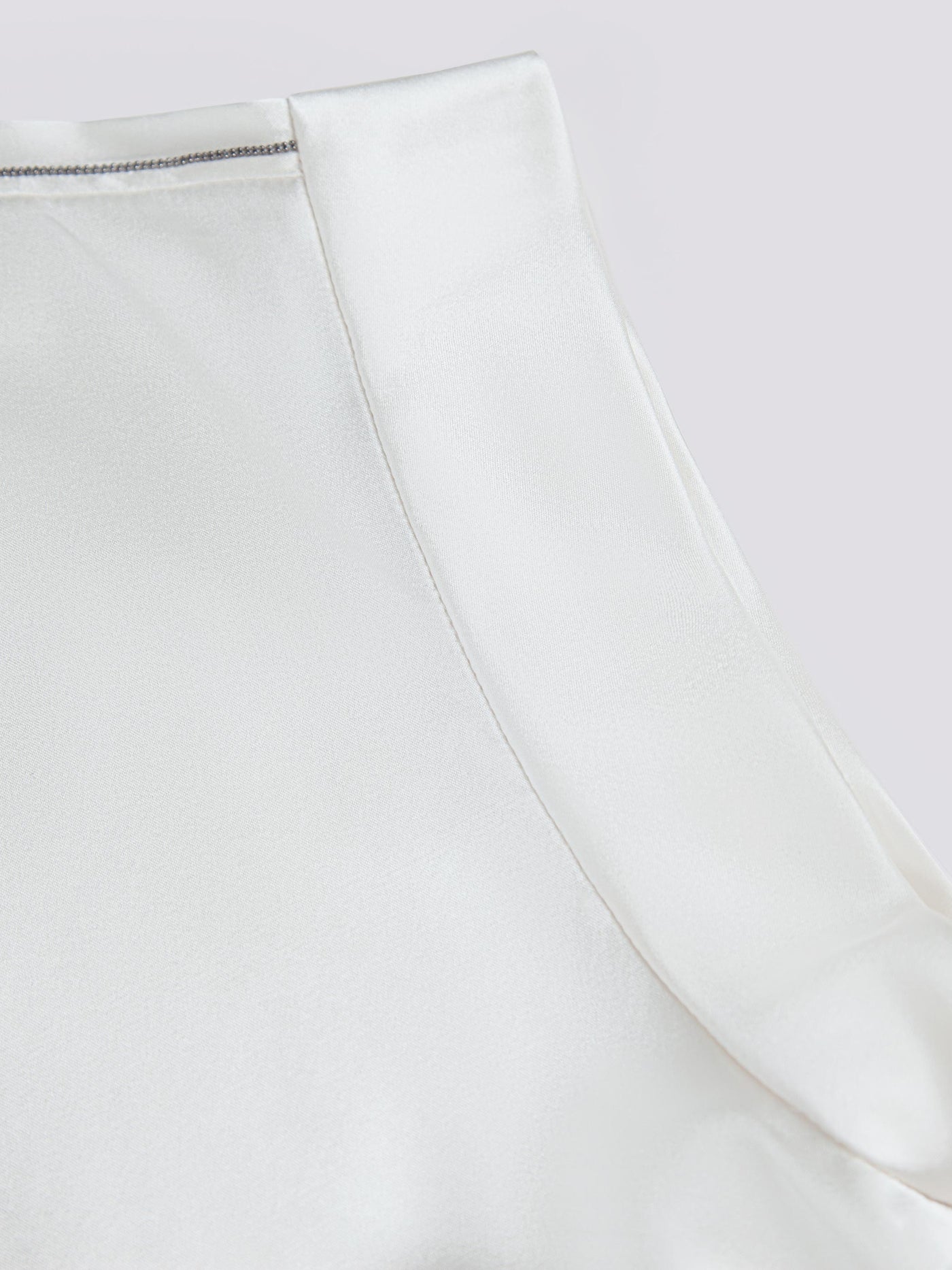 OPEN NECK CAP SLEEVE SILK BLOUSE W/ CHAIN DETAIL