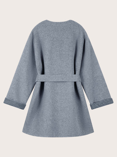 REVERSIBLE COLLARLESS COAT