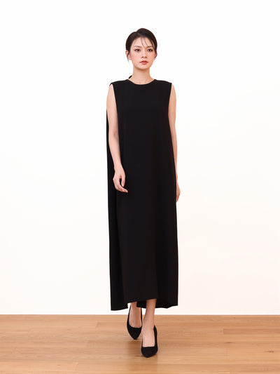 SLEEVELESS CREW NECK DRESS WITH BACK PANEL DETAIL