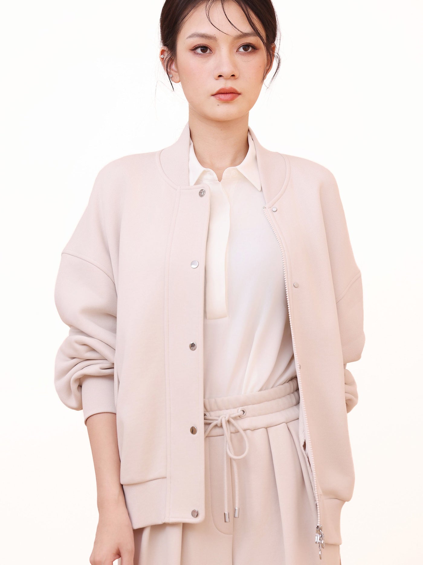 RELAXED BOMBER JACKET WITH HARDWARE TRIM