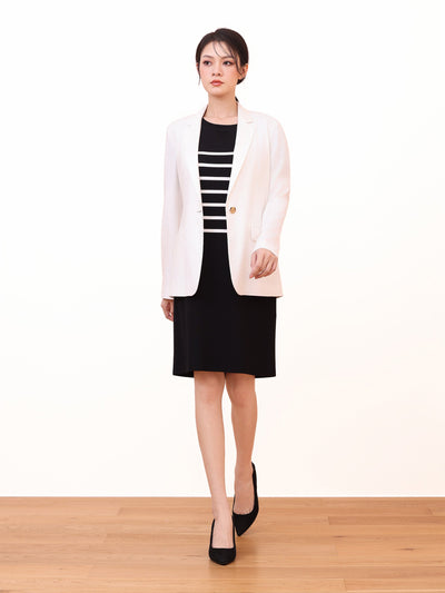 CREW NECK STRIPED KNIT DRESS
