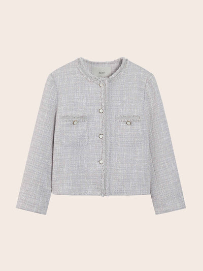 CREW NECK DOUBLE POCKETS TWEED JACKET