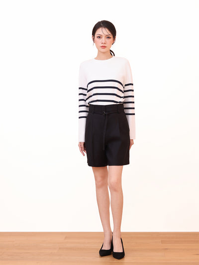 LINEN PLEATED SHORTS W/ BELT