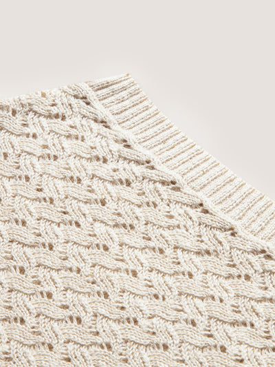 OPEN KNIT CREW NECK DRESS