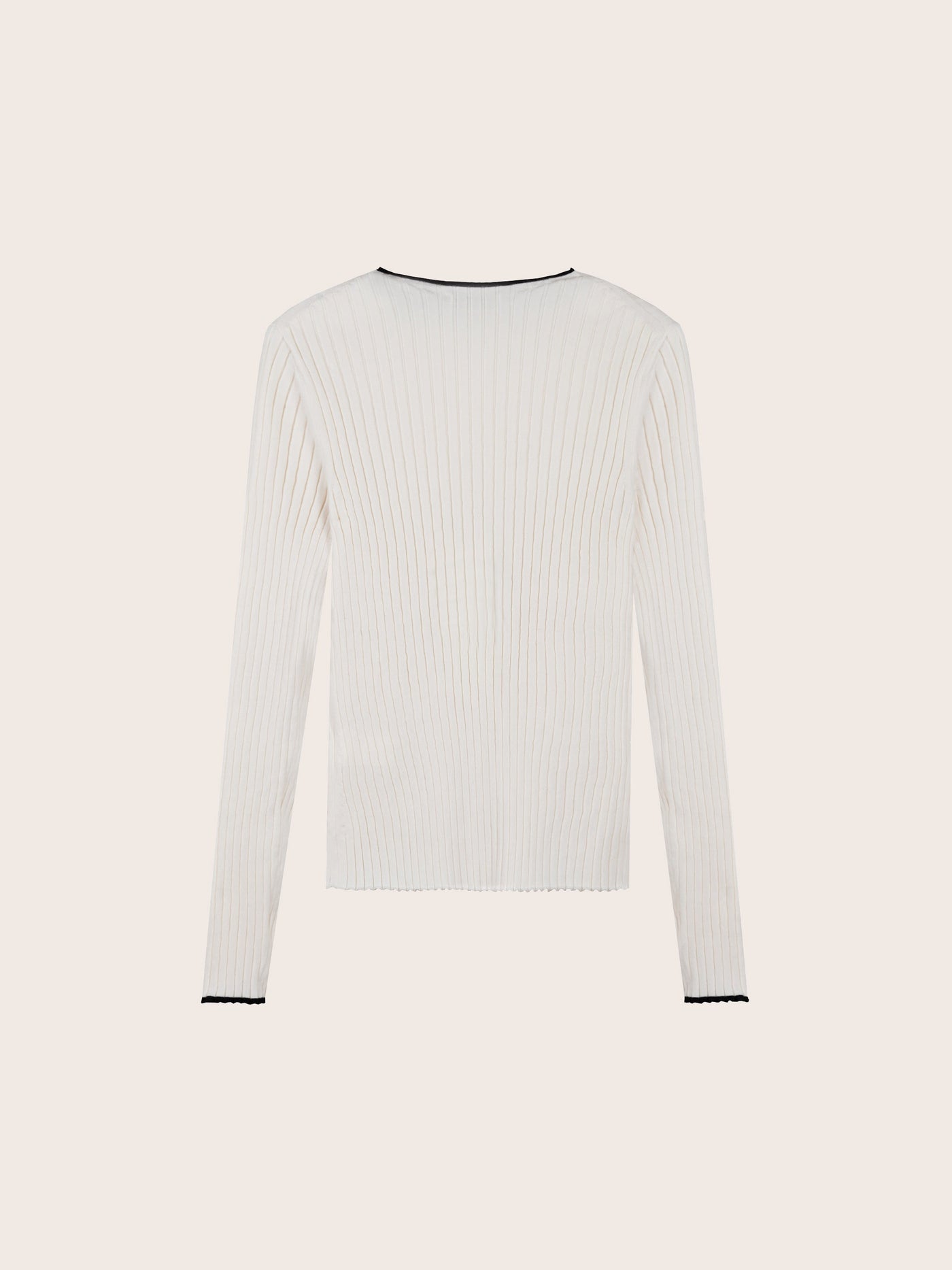 LONG SLEEVE RIB KNIT W/ TRIM DETAIL