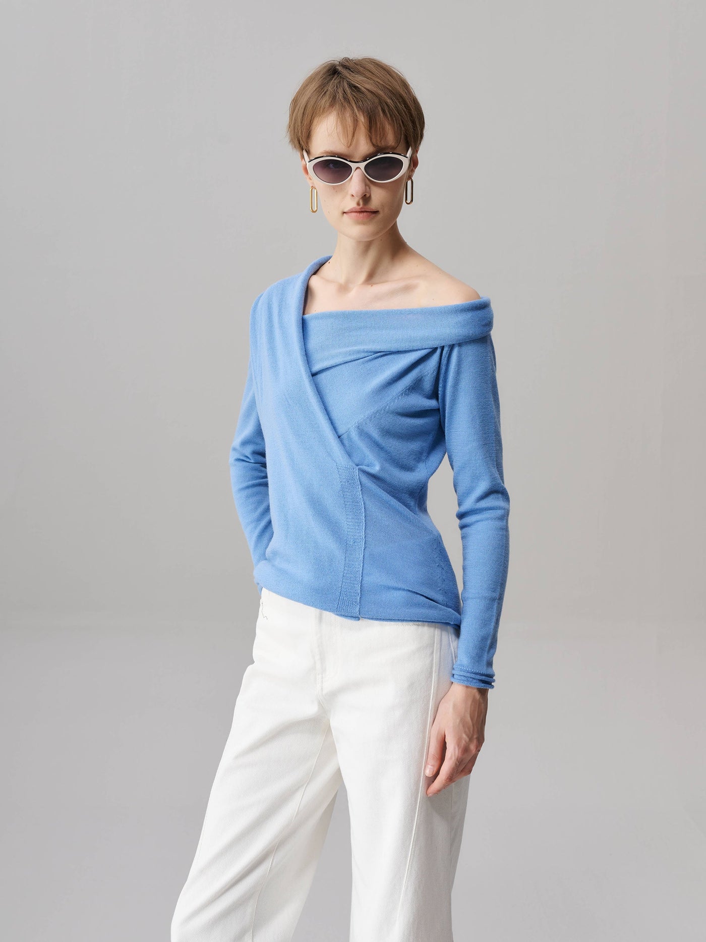 Lisa Drape Neck Wool Knit
