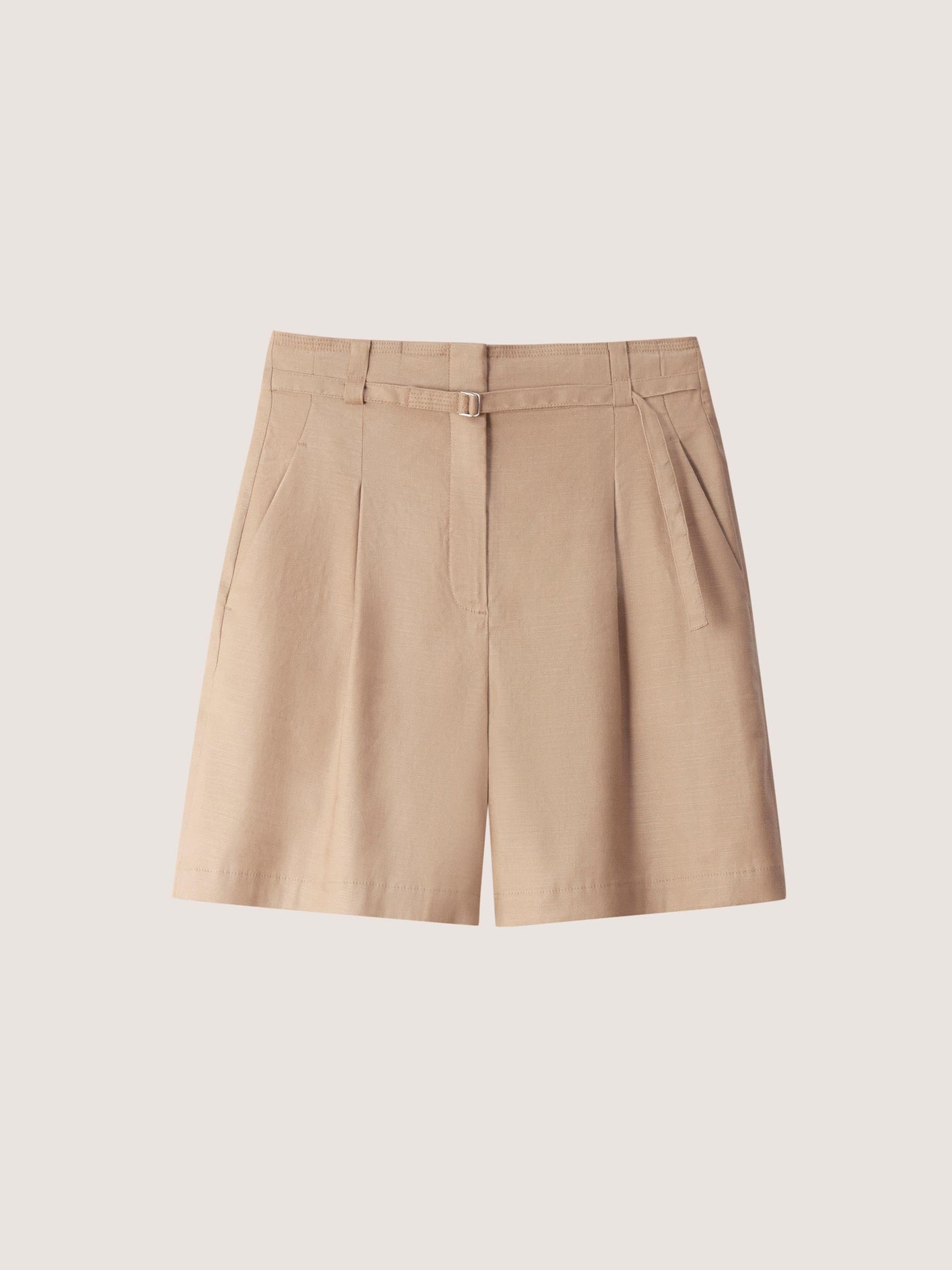 LINEN PLEATED SHORTS W/ BELT