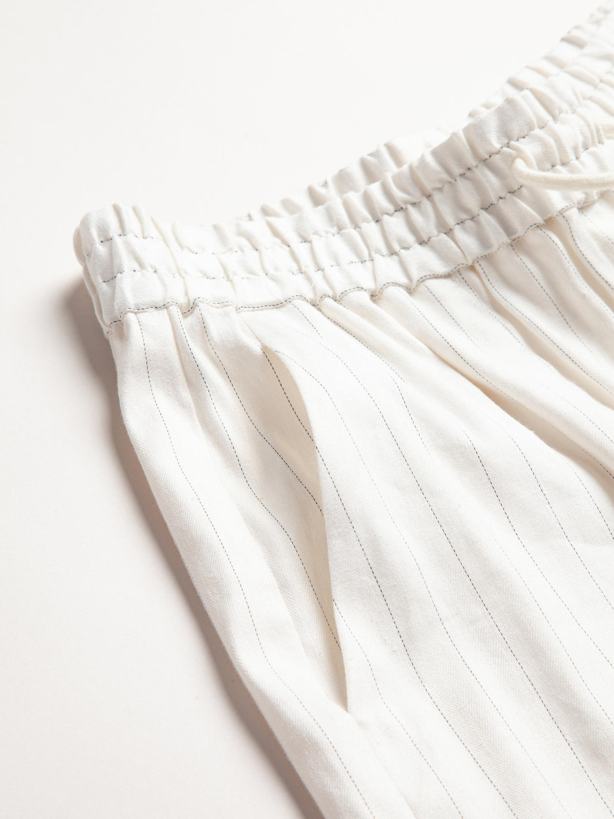 Pinstriped Linen Elastic Waist Suit Pants