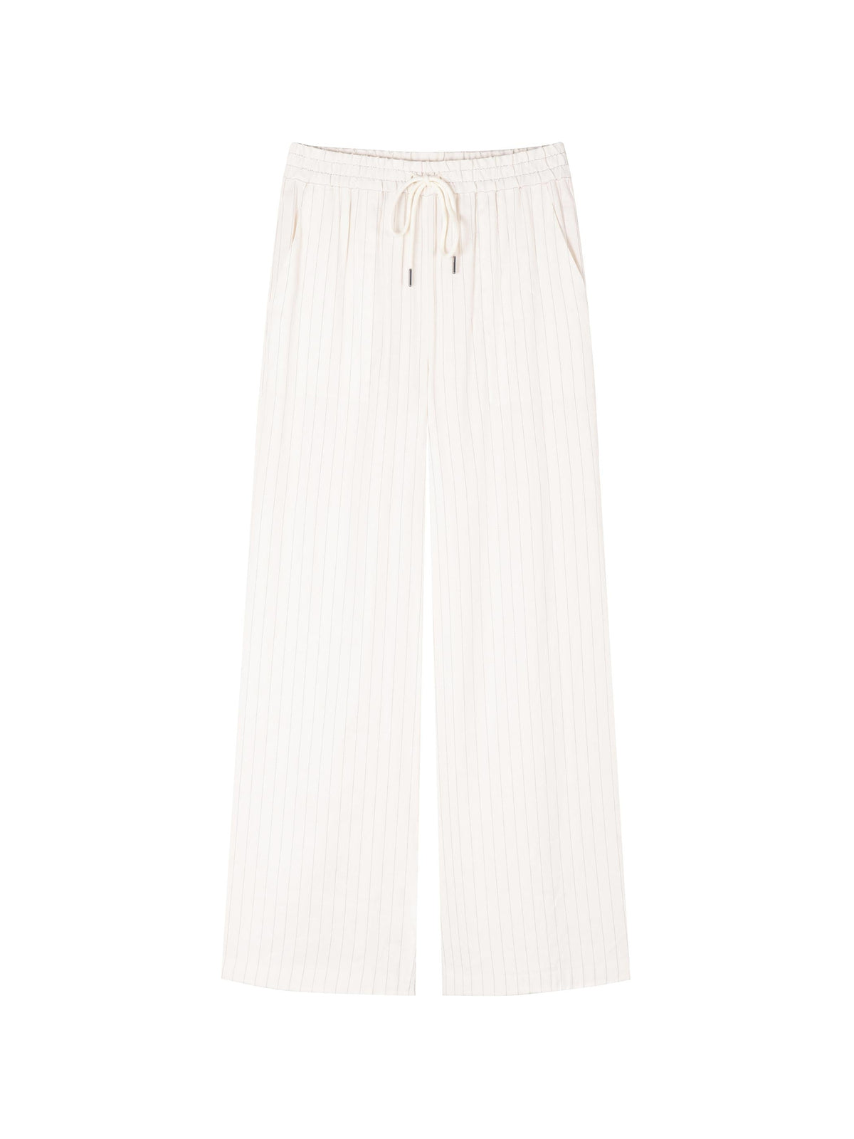 Pinstriped Linen Elastic Waist Suit Pants