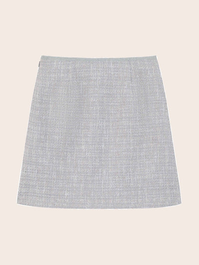 MID WASIT TWEED SKIRT W/ FRONT POCKETS