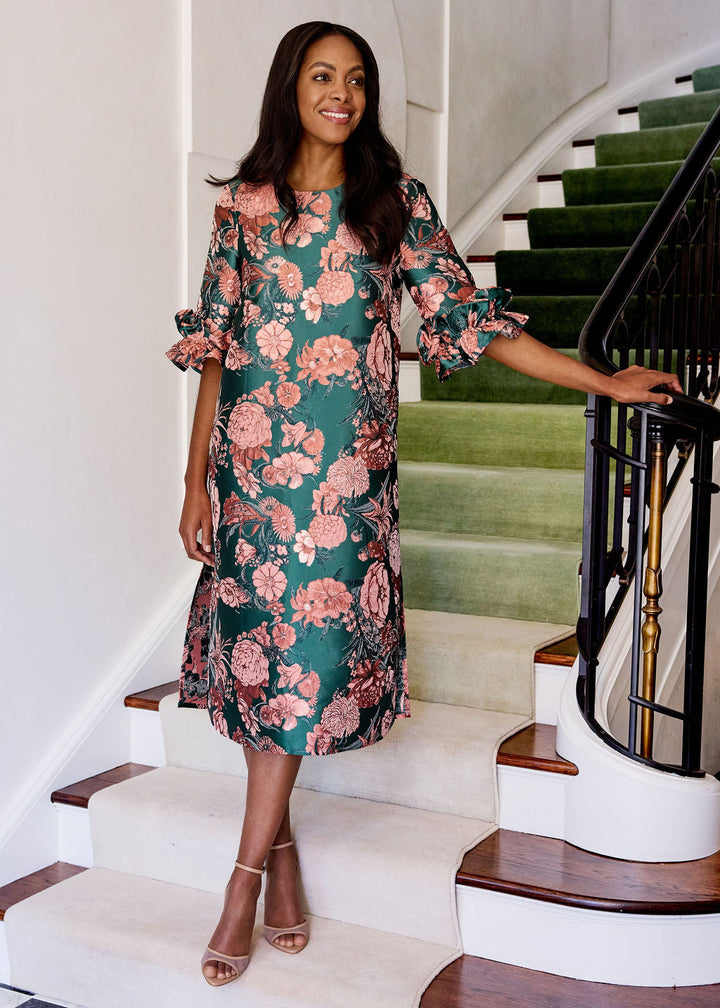 Bronwyn Dress Forest Mum Jacquard