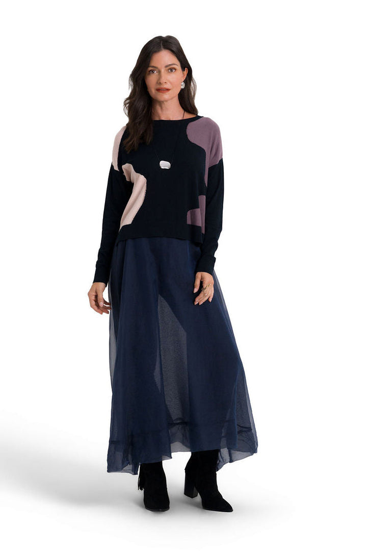 Pima Cotton Clouds Sweater - Midnight Combo