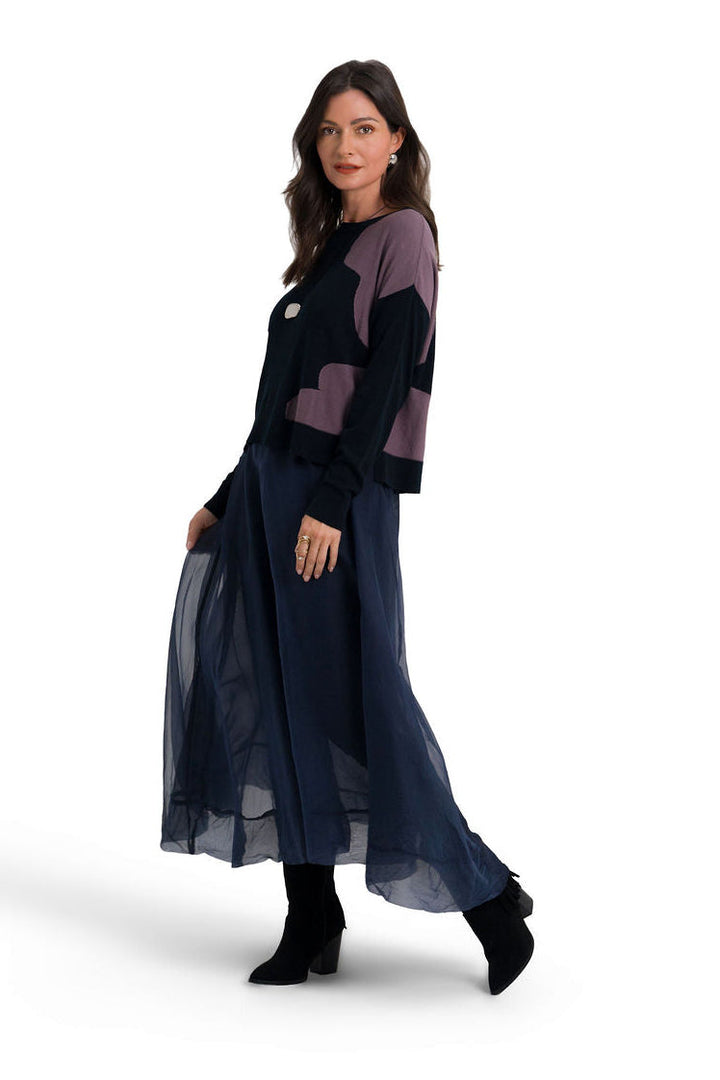 Pima Cotton Clouds Sweater - Midnight Combo