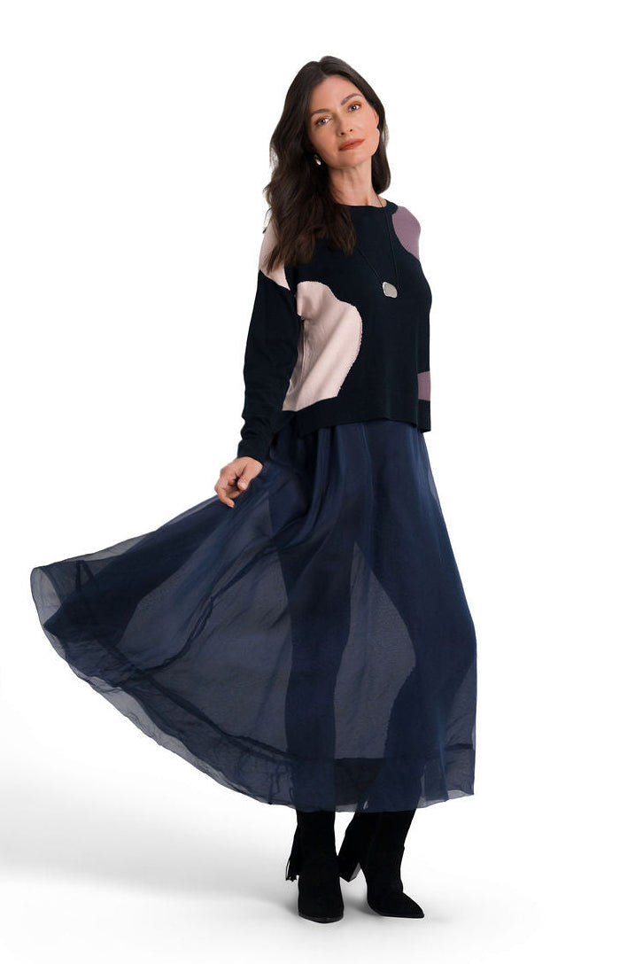 Pima Cotton Clouds Sweater - Midnight Combo
