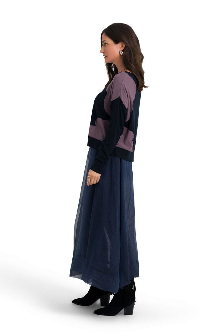 Pima Cotton Clouds Sweater - Midnight Combo