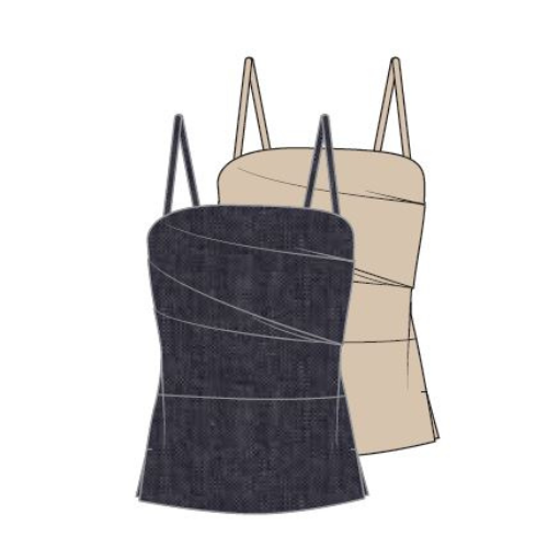 Denim bustier with detachable straps