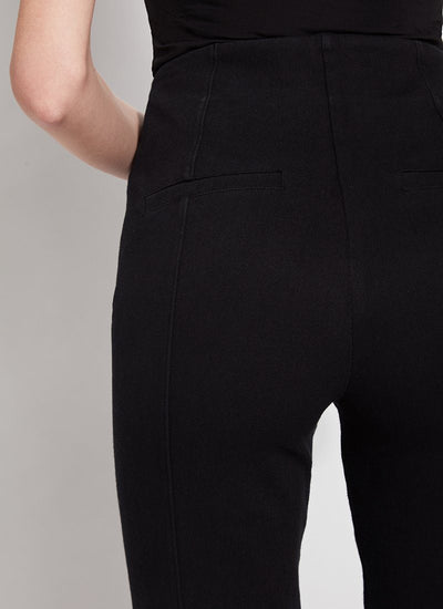color=Black, back detail, denim trouser with smooth fitting easy styling, smoothing waistband 