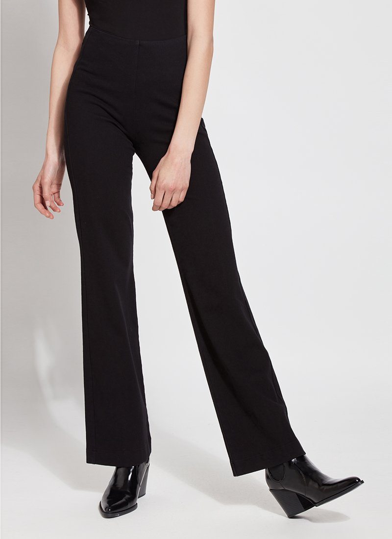 color=Black, front, denim trouser with smooth fitting easy styling, smoothing waistband 