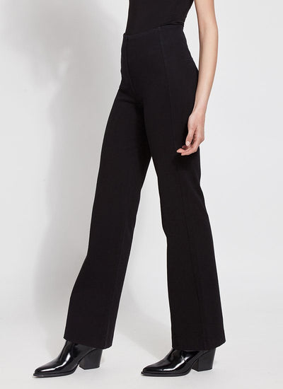 color=Black, side view, denim trouser with smooth fitting easy styling, smoothing waistband 