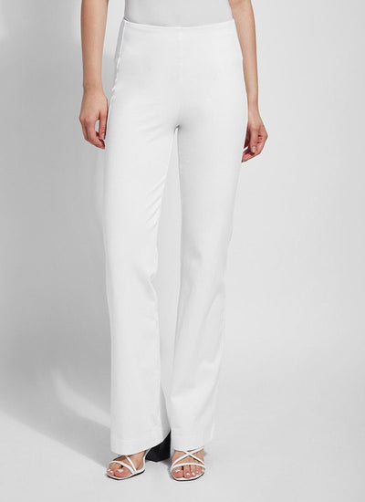 color=White, front view, denim trouser with smooth fitting easy styling, smoothing waistband 