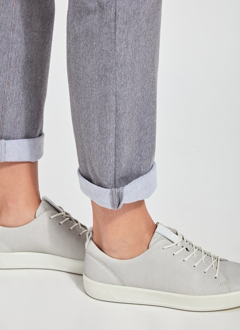 color=Uptown Grey, Cuff detail of uptown grey, 4-way stretch, relaxed boyfriend denim jean legging