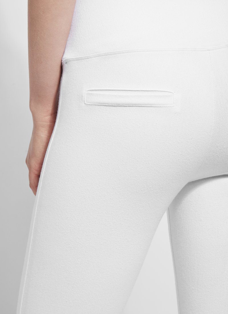 color=White, Rear detail white denim skinny jean legging with concealing waistband