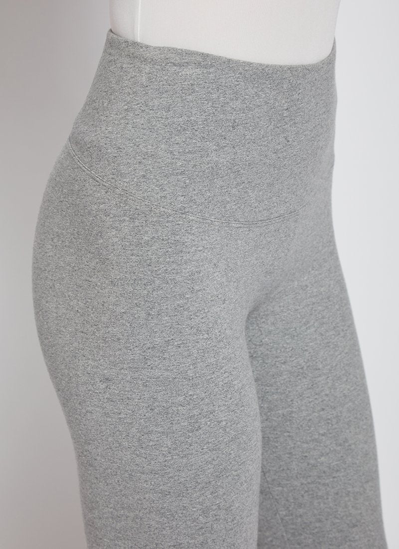 color=Grey Melange, angled front detail, stretch cotton leggings, yoga pants, with smoothing comfort waistband and lifting, contouring seaming 
